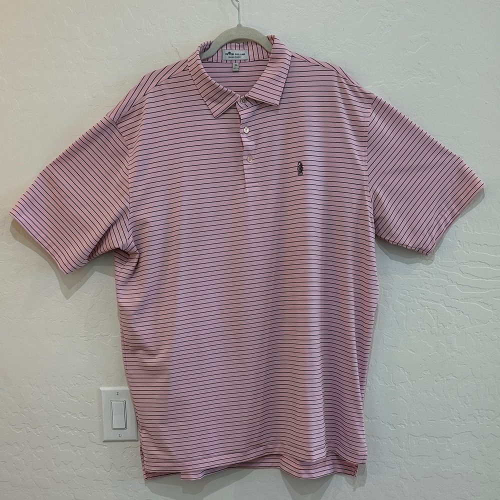Peter Millar Pink Striped Polo Shirt